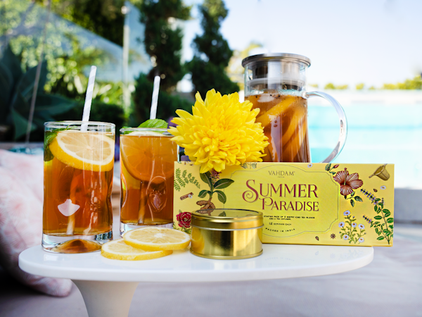 Luxe Summer Paradise Tea Set at the pool