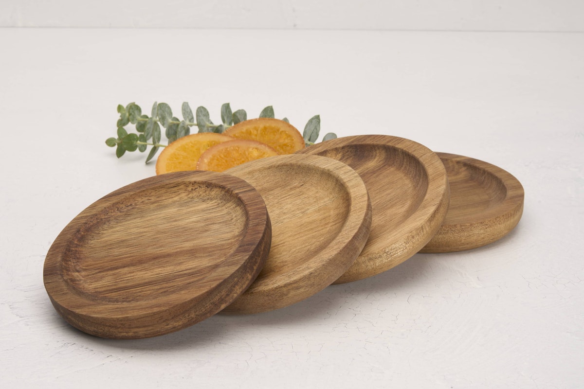 Acacia Wood Appetizer Plates Set