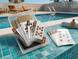AI generated image of waterproof playing cards at the pool
